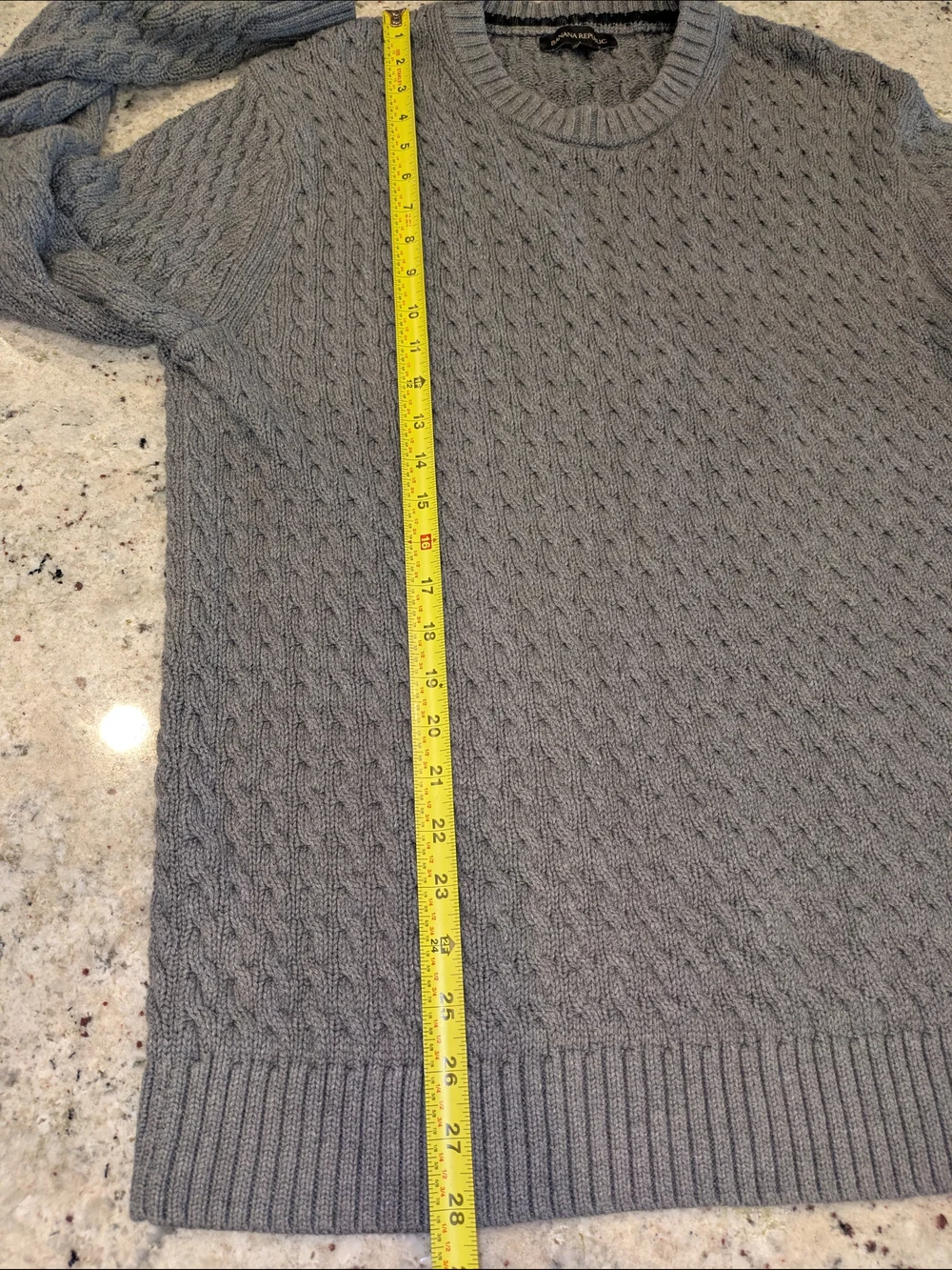 Banana Republic 100% Cotton Cable Knit Crewneck Sweater Gray Men's L